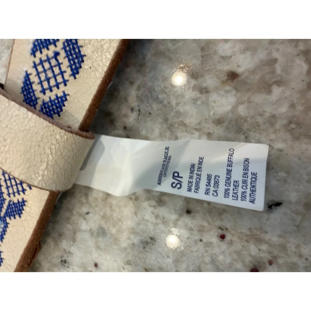 American Eagle S/P Cream Embroidered Leather Belt – 100% Buffalo Leather‎